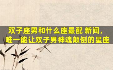 双子座男和什么座最配 新闻，唯一能让双子男神魂颠倒的星座